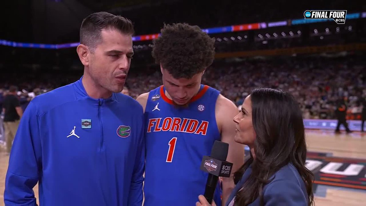 Florida is one win away from a title. Todd Golden and Walter Clayton Jr. join Tracy Wolfson after an incredible victory.