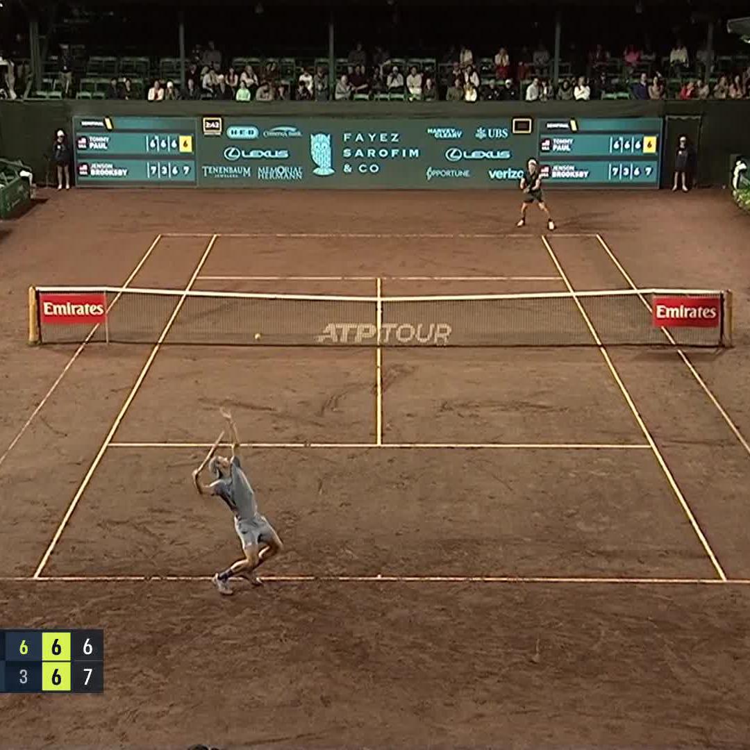 *DJ Khaled voice* ANOTHER ONE 🤯 For the third time this event, Jenson Brooksby fights back from match point down & topples top seed Paul 7-6 3-6 7-6 to reach the final in Houston! #USClay