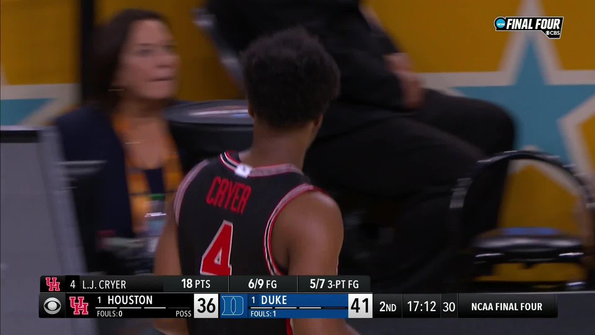 LJ Cryer now has HALF of Houston's points.