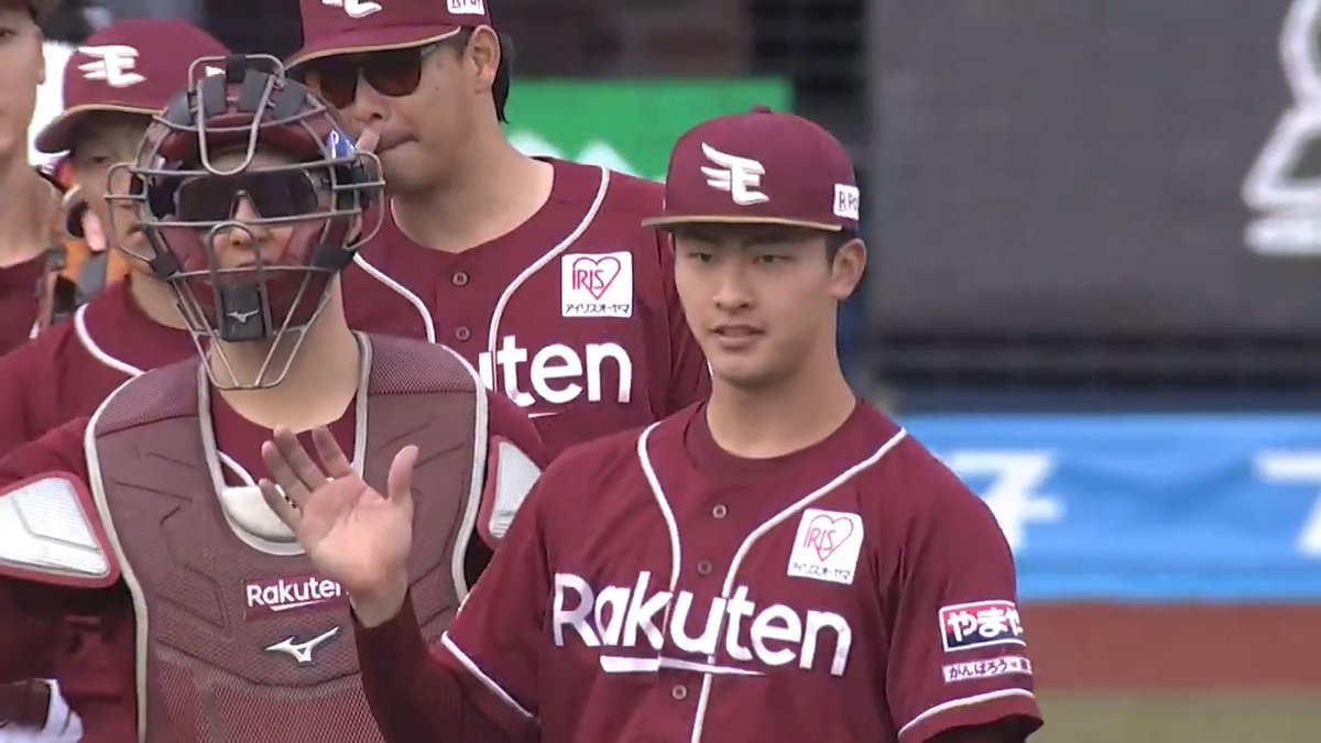 【9回裏:M 0-5 E】 #古謝樹 選手の9回をお届けします!! 9回を103球で投げ切りプロ初完封✨ #RakutenEagles #キ!