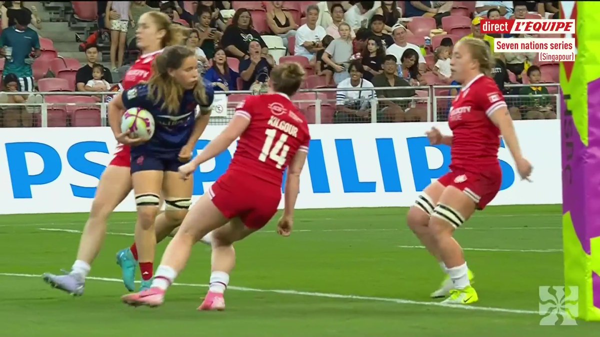 Comme à Hong Kong, l'équipe de France féminine de rugby à 7 est restée au pied du podium à Singapour. Les Bleues ont été largement dominées par le Canada (21-5) en petite finale 😞