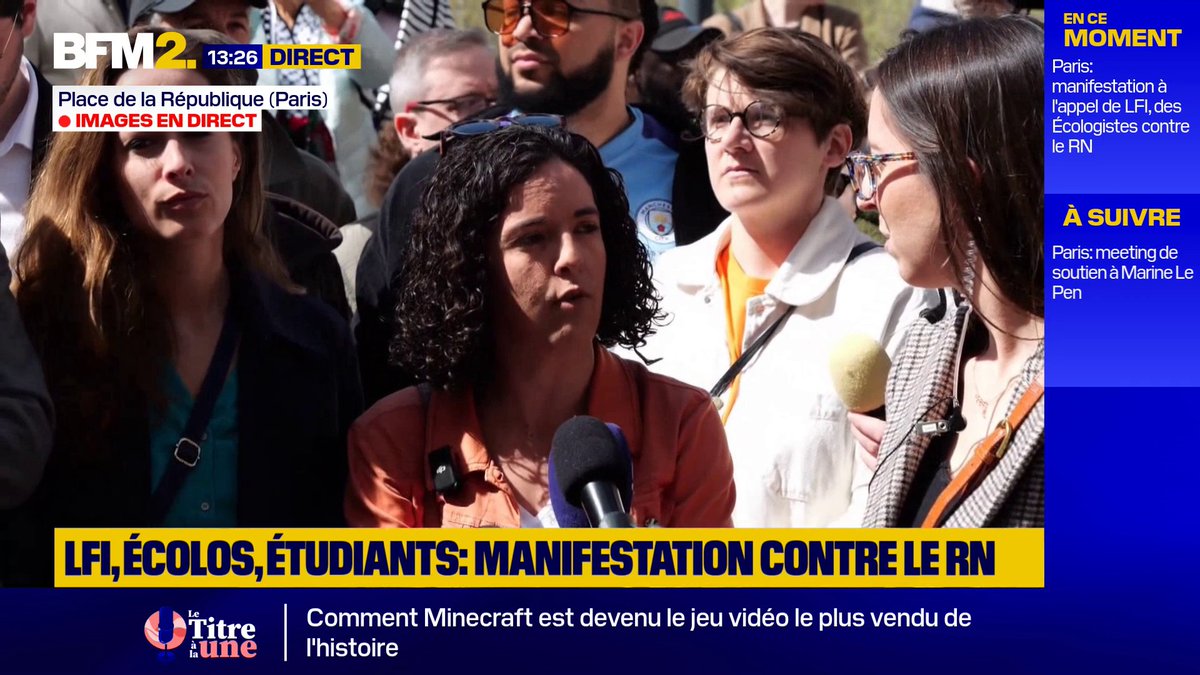 💬"La mobilisation a un seul objectif, c'est de préserver l'indépendance de la justice, de préserver l'État de droit qui est mis en cause par le RN" Manon Aubry, lors de la manifestation à l'appel de LFI et des Écologistes contre le RN