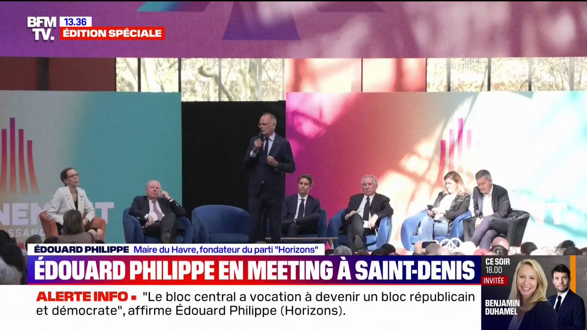 Meeting à Saint-Denis: Édouard Philippe (Horizons) appelle à "un projet clair" plutôt que des "attaques contre les adversaires"