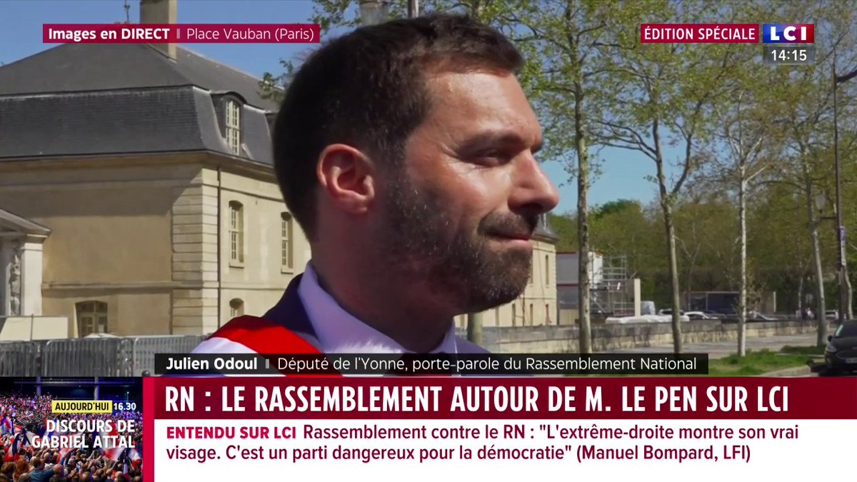 🔴 Meeting du RN 🗣️ Julien Odoul (Julien ODOUL), député et porte-parole du RN : "Il y a une volonté de museler, de censurer, d'interdire toute opposition. Nous contestons la pertinence du jugement et nous nous opposons à ses visées politiques."