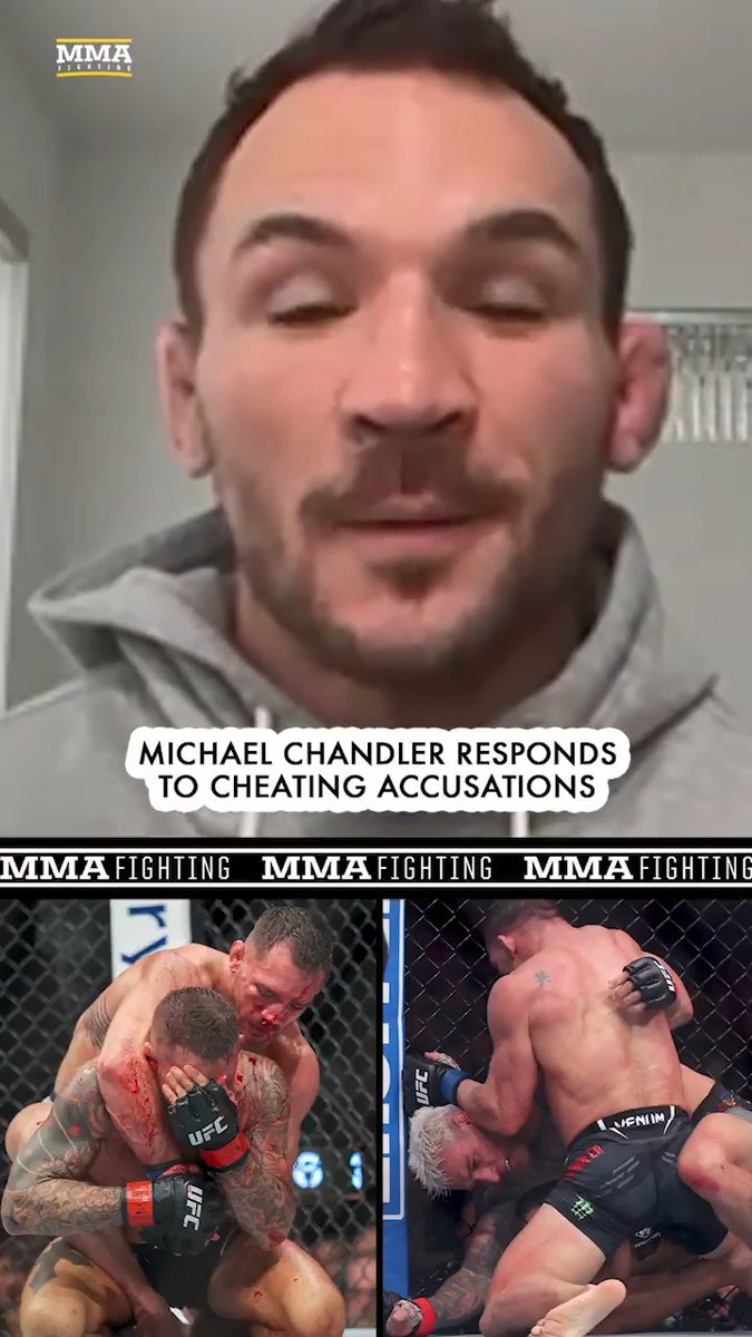 Michael Chandler addresses cheating accusations ahead of #UFC314 fight with Paddy Pimblett: "I’m a guy who tries to do things right, tries to treat people right, do things with honor and respect. So the cheating narrative is a little tough for me." (🎥 @mikeHeck_JR)