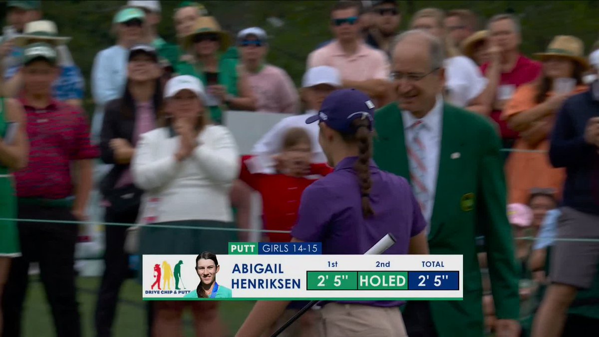 A 🏆 winning putt! Abigail Henriksen sinks the 15 footer to clinch the Girls 14-15 #DriveChipandPutt National Championship.