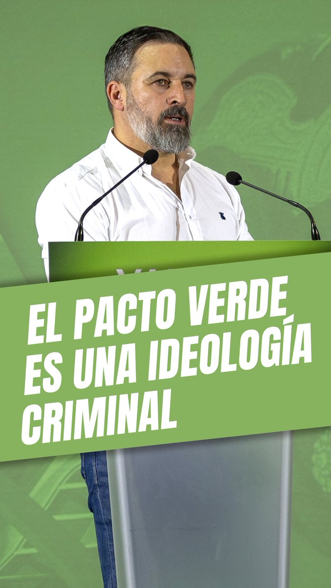 .Santiago Abascal 🇪🇸 denuncia en Valencia la ideología criminal que representa el Pacto Verde: “Es la ideología que defienden el Partido Popular y el Partido Socialista en Bruselas”. #VOXReconstruyeValencia 🇪🇸