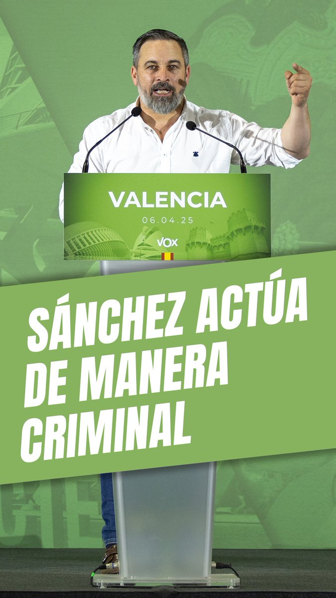 El Gobierno actuó de manera CRIMINAL tras las riadas en Valencia. Santiago Abascal 🇪🇸 “Muchas personas completamente abandonadas, que tuvieron que convivir con cadáveres, vieron que lo único que aparecía por ahí eran los voluntarios, era EL PUEBLO. No el Estado, no la Administración y por supuesto nunca Pedro Sánchez”. #SóloElPuebloSalvaAlPueblo 🇪🇸