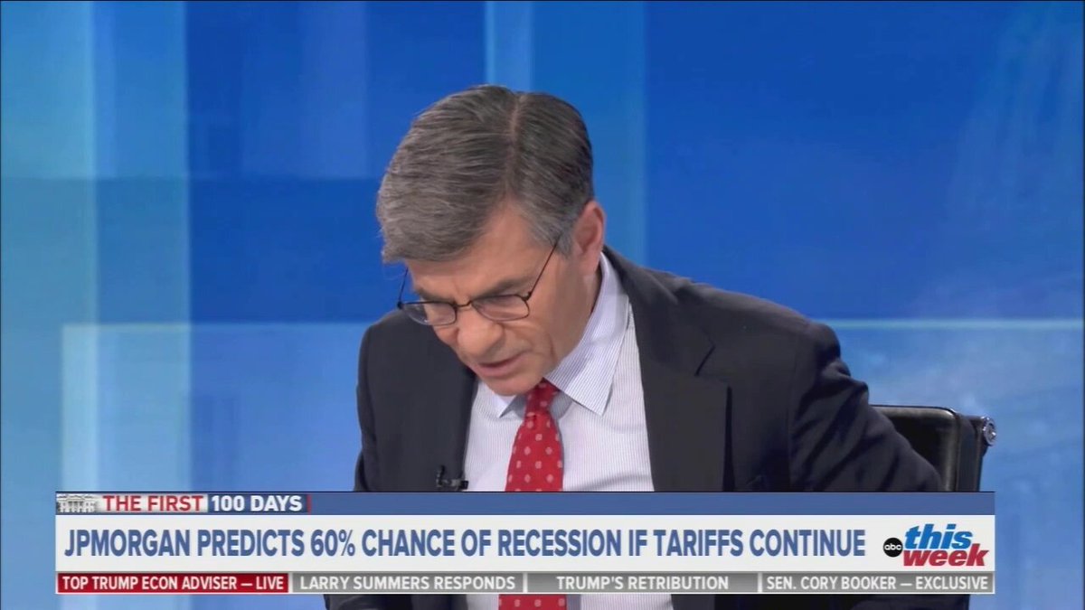 STEPHANOPOULOS: The president retweeted a post that said the market drop was part of a deliberate strategy. Is that the president's strategy? If not, why did he post it? HASSETT: Heh ha. The bottom line is the president has been talking about tariffs for 40 years. The president is allowed to have an opinion S: So that is his strategy