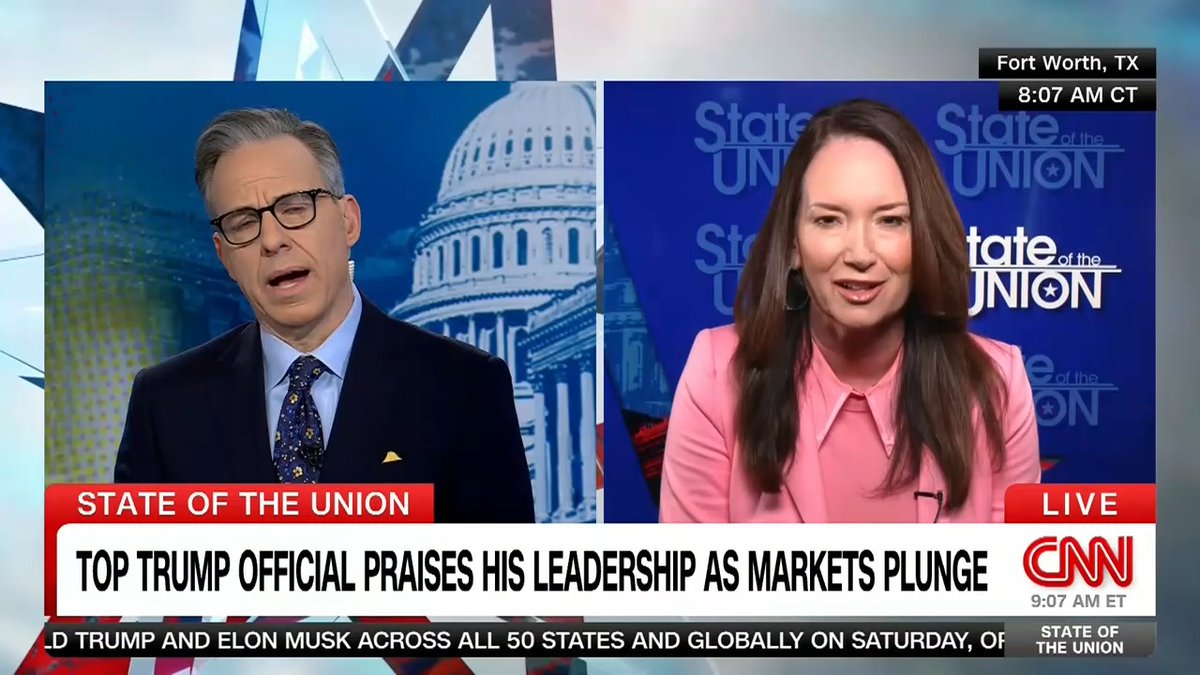 “There seems to be a lack of acknowledgement of the real pain and panic people are feeling right now.” Jake Tapper 🦅 and Agriculture Secretary Brooke Rollins spar over the fallout from Trump’s sweeping tariffs on dozens of countries.