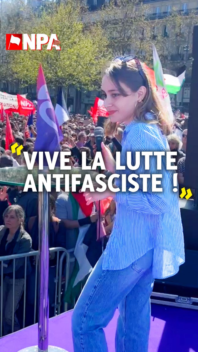 🗣️ "Face à la possibilité du fascisme, il faut construire des cadres de mobilisation unitaires et à la base. Cette lutte doit se mener partout parce qu'elle est vitale" @MathildeMillat au rassemblement contre l'extrême droite à Paris ce dimanche.
