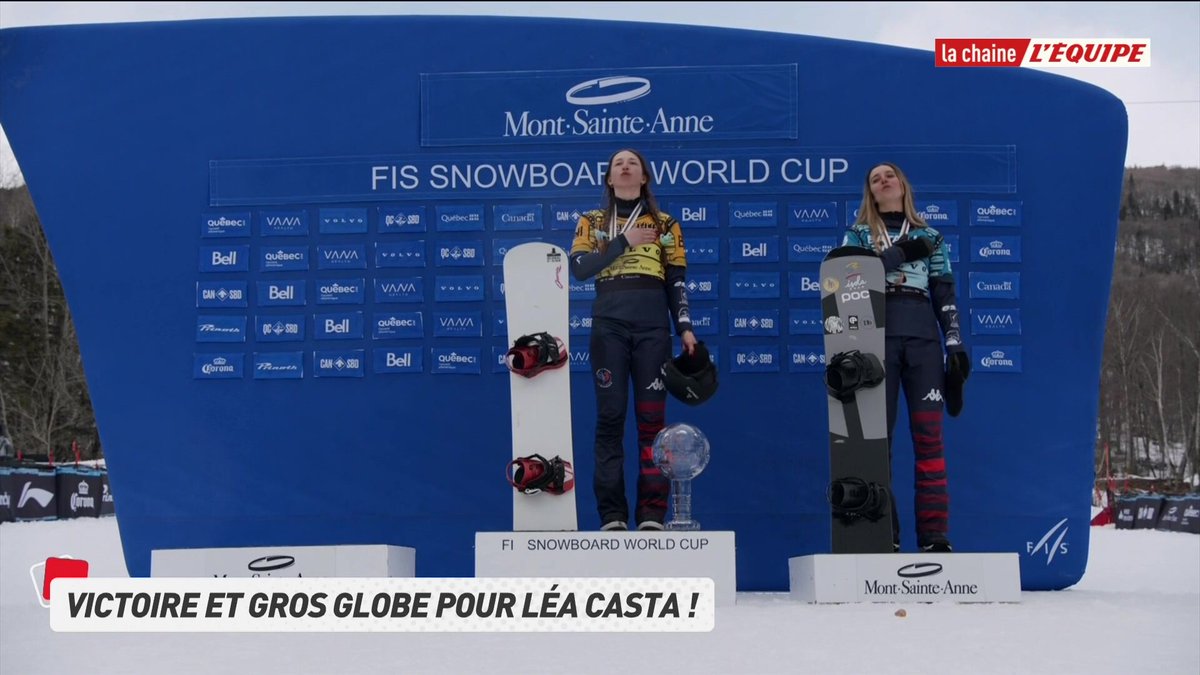 🇫🇷 Léa Casta soulève le gros globe et chante la Marseillaise sur la plus haute marche du podium ! #lequipeSNOW