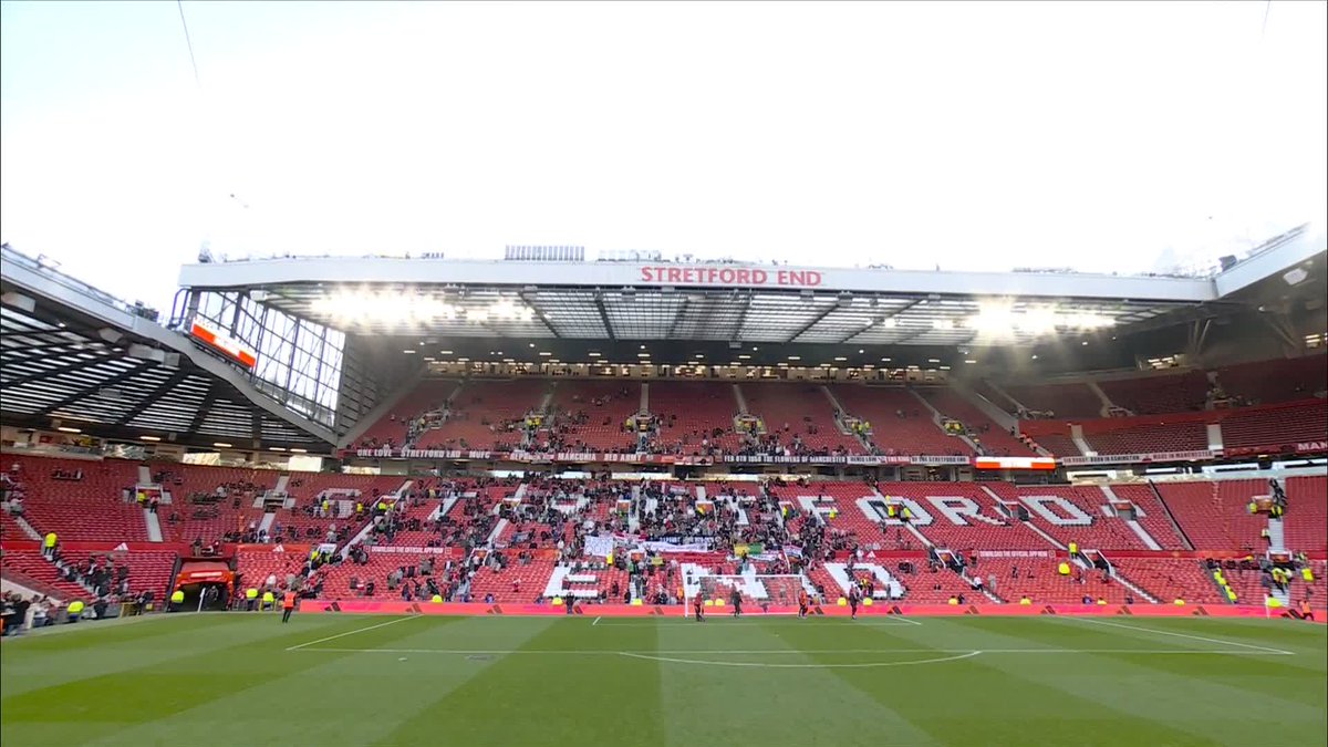Manchester United fans protesting against the Glazers at Old Trafford after full-time.