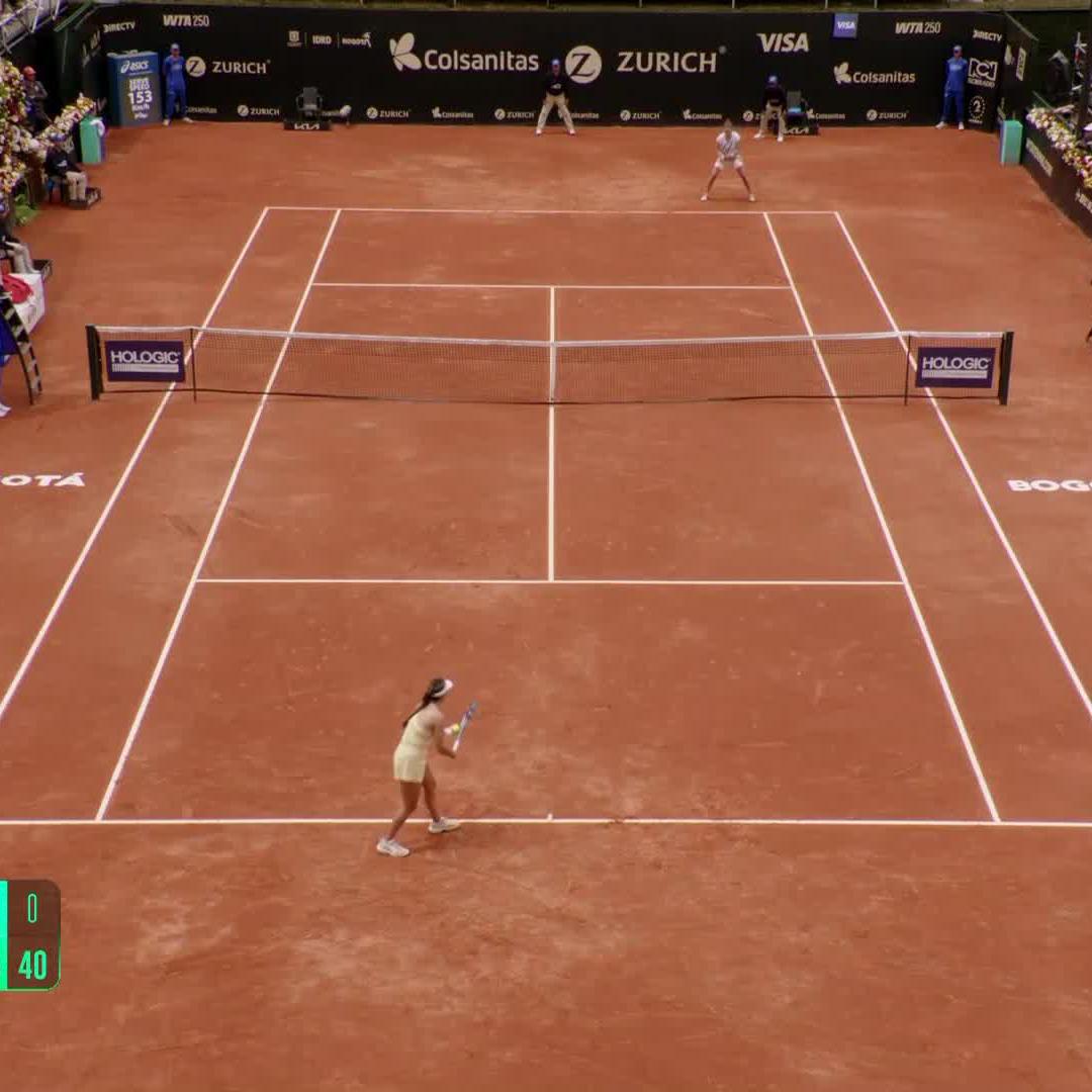 An ace for the set 💪 Camila Osorio is one set away from her third #CopaColsanitasZurich title after taking the opener 6-3 over Kawa.
