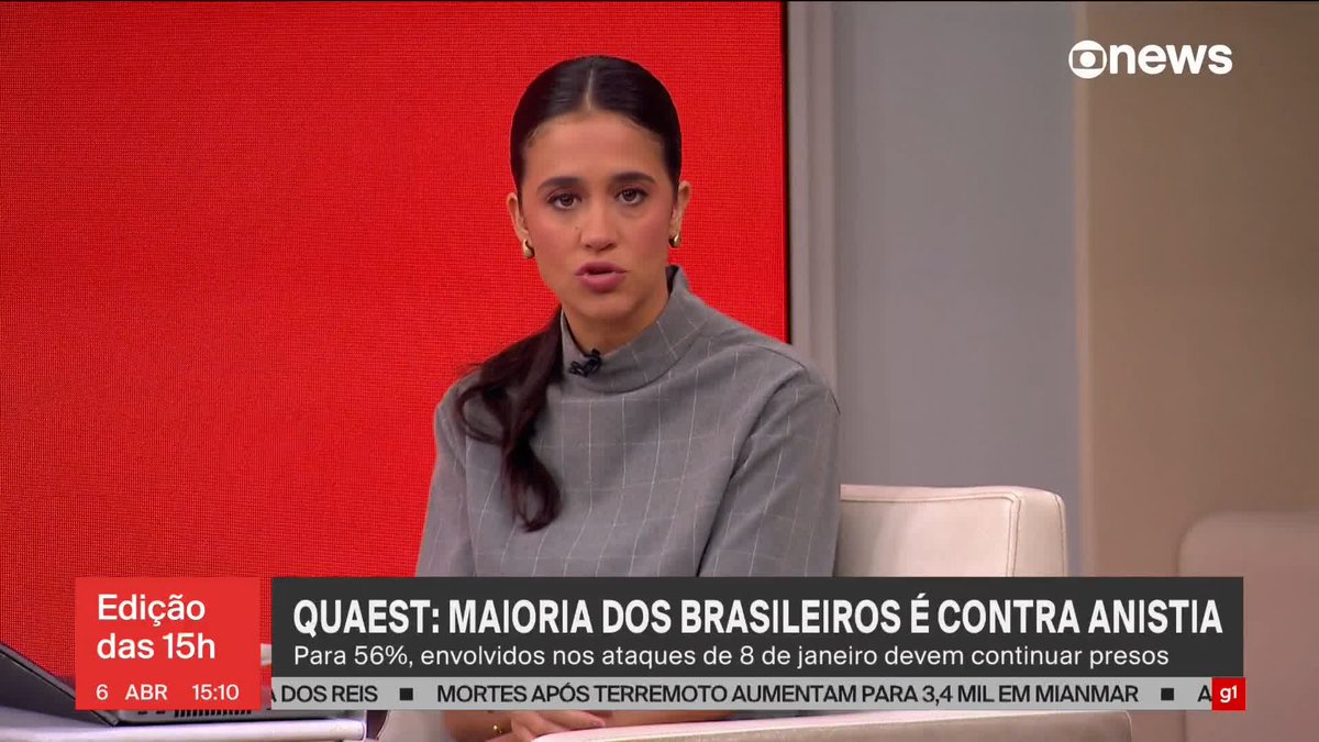 Pesquisa Quaest divulgada neste domingo (6) mostra que a maioria dos brasileiros é contra a anistia aos envolvidos nas invasões do dia 8 de janeiro. A margem de erro é de dois pontos percentuais para mais ou para menos. ➡ Assista na #GloboNews: