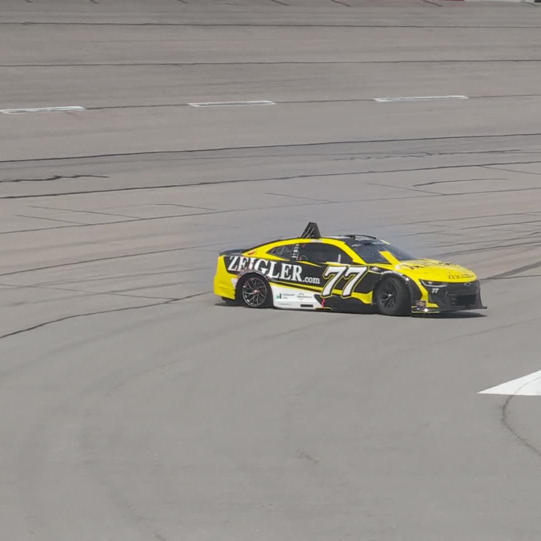 We're back under yellow on Lap 24 as Carson Hocevar goes sliding with a right-rear tire down.