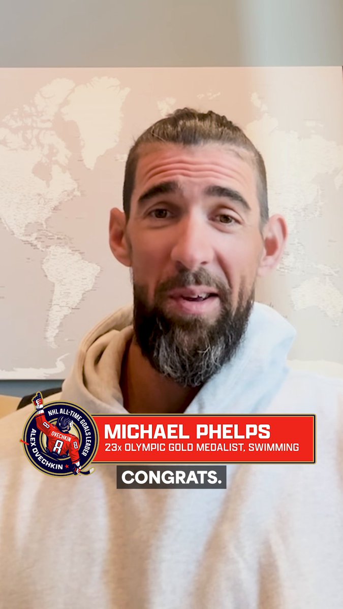 The most decorated Olympian of all time knows #Gr8ness when he sees it. 🥇 Michael Phelps sends his congrats to Ovechkin!