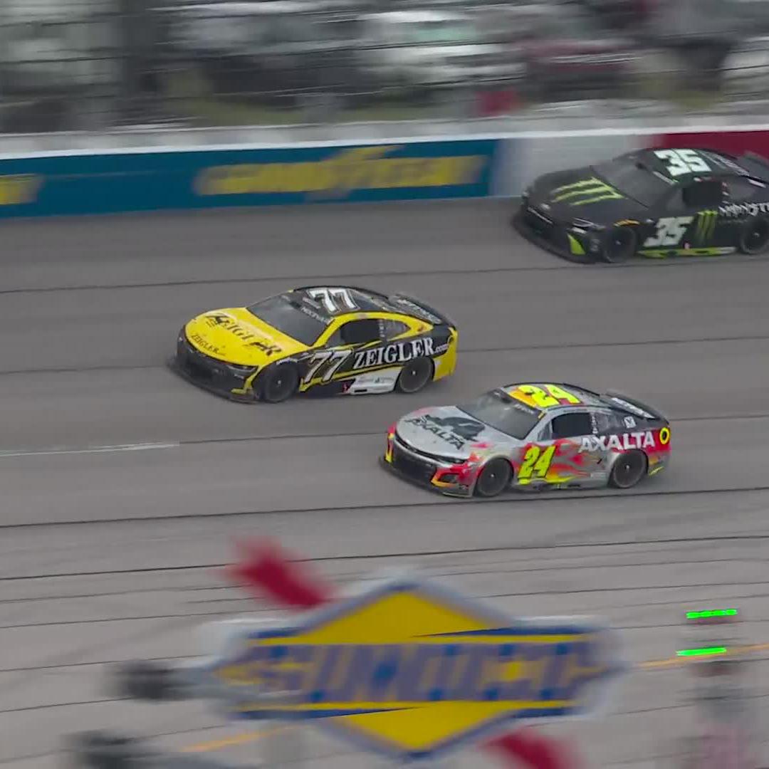 The yellow comes back out on Lap 82 as the Nos. 35 and 77 make contact.