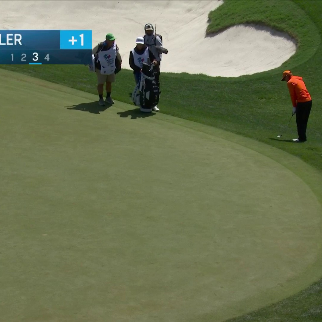 Orange hoodie Rickie Fowler chips in on 15! 🎯🔥 📺 NBC & Peacock | @ValeroTXOpen