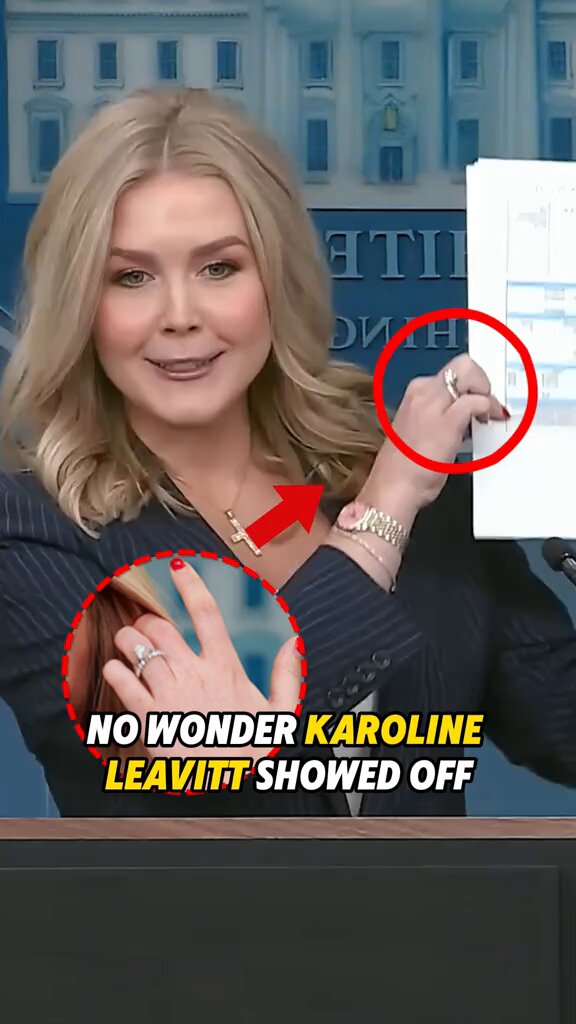 🔥 Karoline Leavitt just FLEXED that stunning ring at the press conference class, confidence, and conservative values all in one! 💍🇺🇸