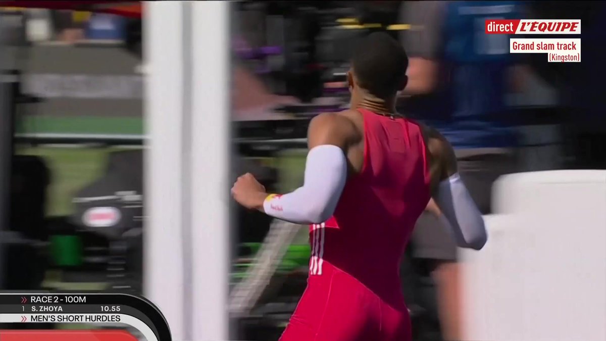🇫🇷 Sasha Zhoya remporte le 100m en 10,55 secondes et empoche les 100 000 dollars au Grand Slam Track ! #lequipeATHLE