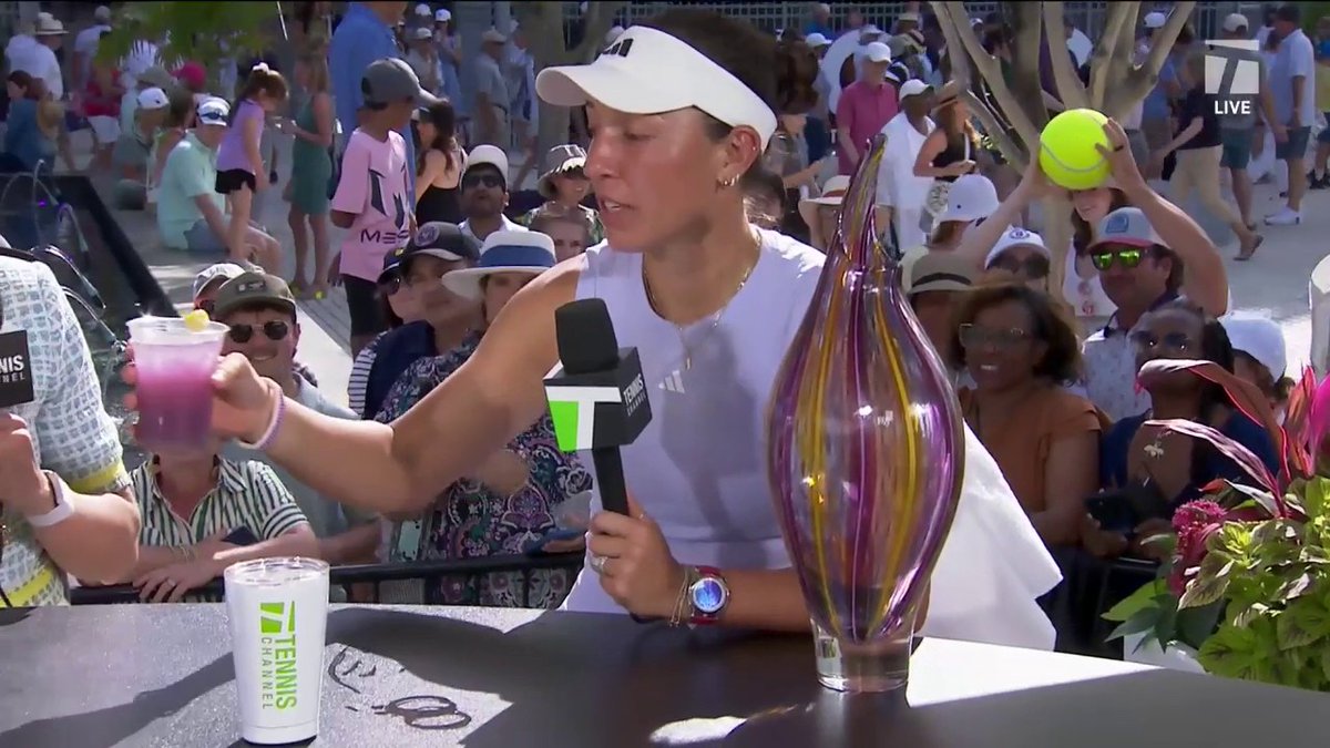 We had the drinks ready for Jessie this week 🍹😌 Jessie Pegula walks us through her first title run in Charleston: #CharlestonOpen