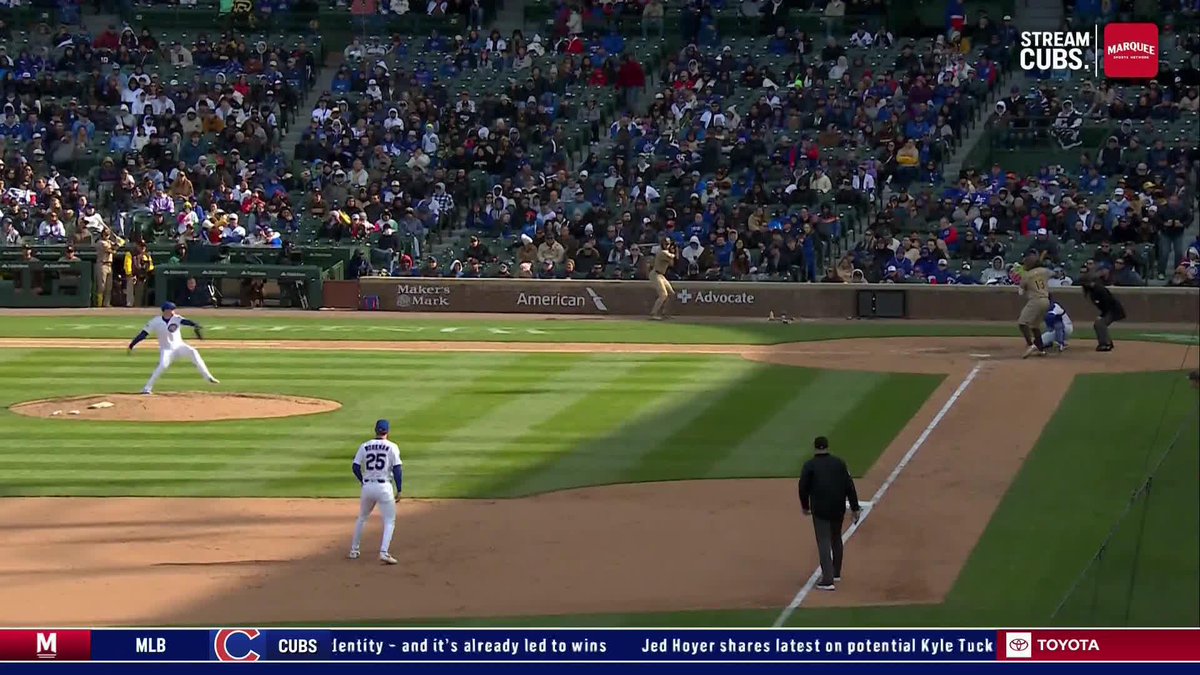 Yikes. The Cubs can’t turn two on this drop at first base by Justin Turner and the Padres take the lead in the 9th.