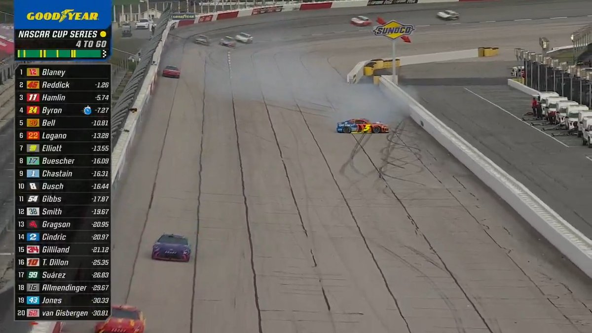 CAUTION. More trouble for Kyle Larson in Darlington. NASCAR OVERTIME!!!