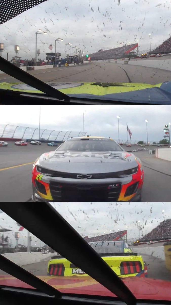 It all came down to this critical moment. Denny Hamlin goes from third to first on pit road.