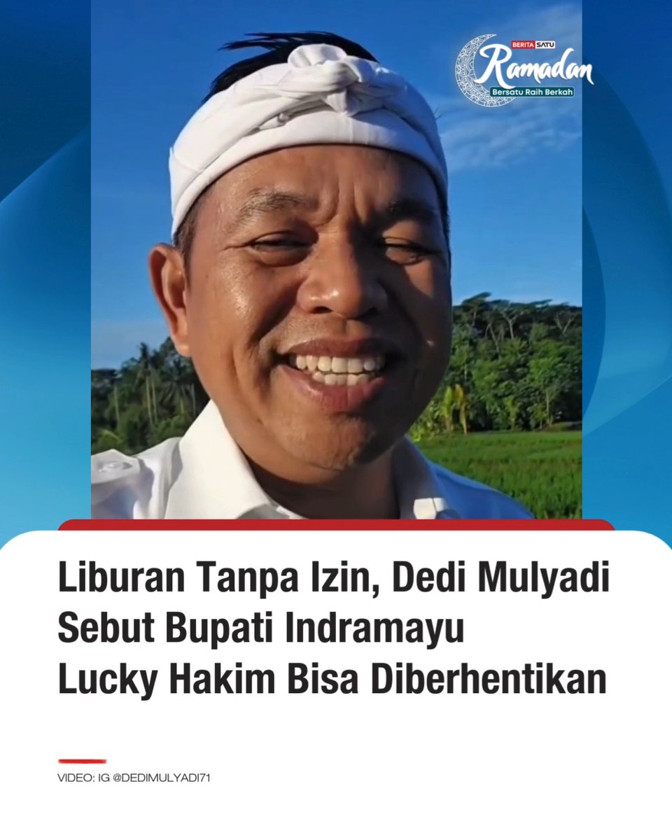 Gubernur Jawa Barat (Jabar) Dedi Mulyadi mengatakan Bupati Indramayu Lucky Hakim bisa diberhentikan sementara (skors) selama 3 bulan lantaran pergi ke luar negeri tanpa izin dari menteri dalam negeri dan tanpa sepengetahuan gubernur Jabar. Menurut Dedi Mulyadi, Bupati Indramayu Lucky Hakim sudah menghubunginya untuk meminta maaf, terkait liburan ke luar negeri tanpa izin tersebut. "Tadi malam beliau sudah komunikasi sudah minta maaf karena libur ke Jepang tanpa meminta izin. Beliau mengatakan liburan tersebut karena permintan anak. Kita maklum, tetapi bagaimana ya, sudah aturan," ujar Dedi Mulyadi dikutip dari akun Instagram Kang Dedi Mulyadi, Senin (7/4/2025). Dedi Mulyadi menegaskan, libur ke luar negeri memang merupakan hak pribadi setiap orang. Namun untuk kepala daerah seperti gubernur, wakil gubernur, bupati dan wakil bupati harus meminta izin dari mendagri dan suratnya diajukan ke gubernur. Ia mengajak kepada seluruh kepala daerah, khususnya di Jabar untuk menjaga dan taat akan ketentuan yang berlaku. Ikuti berita selengkapnya di YouTube BeritaSatu, dan Beritasatu TV! #DediMulyadi #LuckyHakim #Liburan #Jepang #BupatiIndramayu #BeritaSatu #BeritaSatu