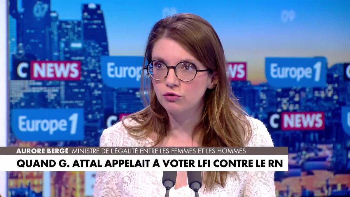 "On ne combat pas le RN avec un bulletin de vote LFI" déclare Aurore Bergé #LaGrandeITW #Europe1