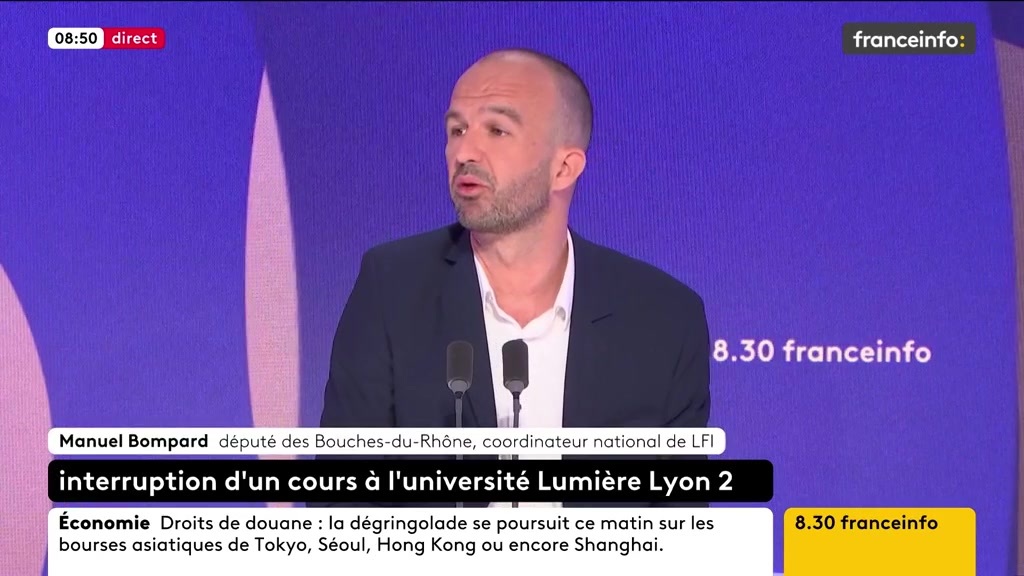 🔴 Interruption d’un cours à l’université Lumière à Lyon ➡️ "Vous parlez de gens qui selon la version de ce professeur auraient été cagoulés, dès qu’il y a une action, on veut faire passer les personnes mobilisées par le Proche-Orient pour des gens violents", dit Manuel Bompard