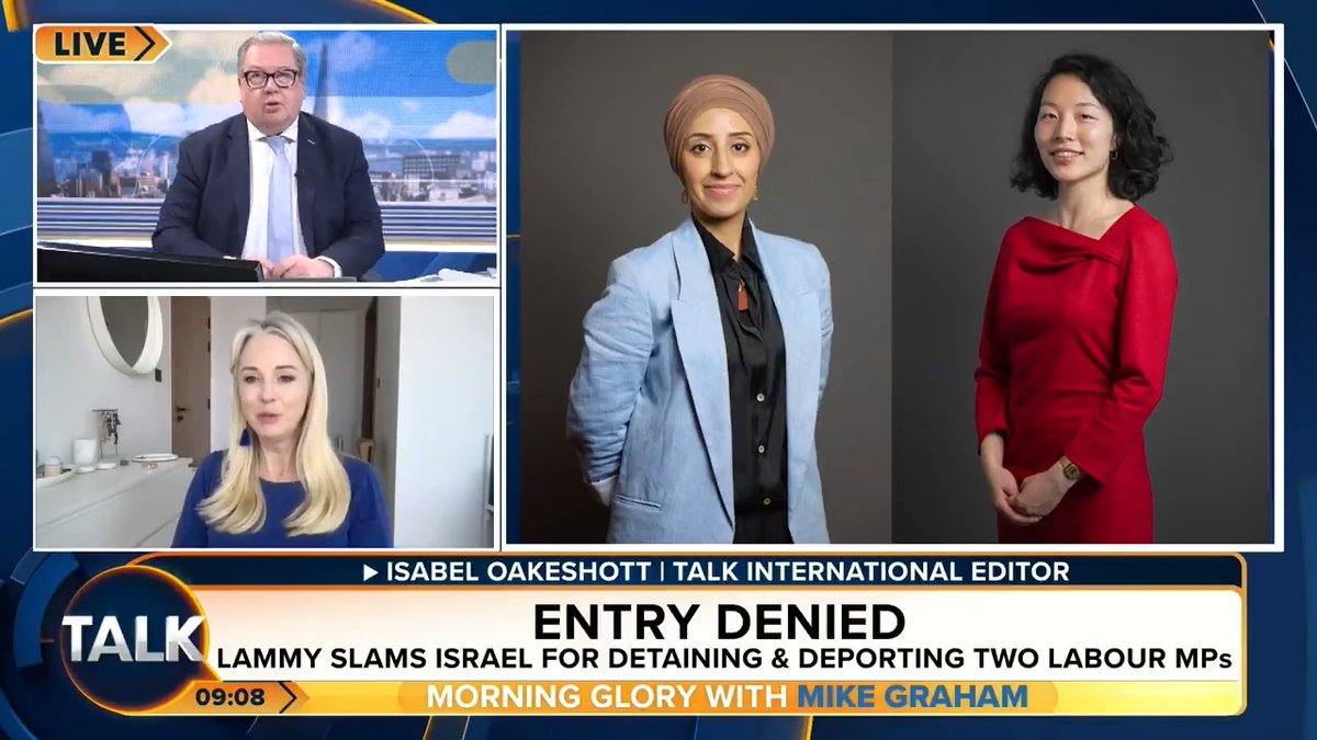 Isabel Oakeshott says Israel is “absolutely right” to refuse entry to two Labour MPs. “This is what sensible countries do. They are very careful about who comes in and out!” Isabel Oakeshott | Mike Graham 🇬🇧