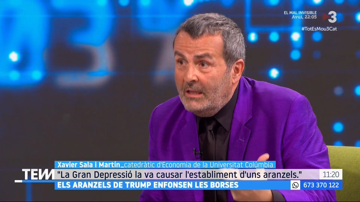 🔴 Els aranzels de Trump enfonsen les borses Xavier Sala i Martín (Xavier Sala-i-Martin): "El que hauria de fer la resta de països és ajuntar-se i fer un tractat de lliure comerç mundial amb aranzels baixos que exclogui els Estats Units" #TotEsMou3Cat ▶