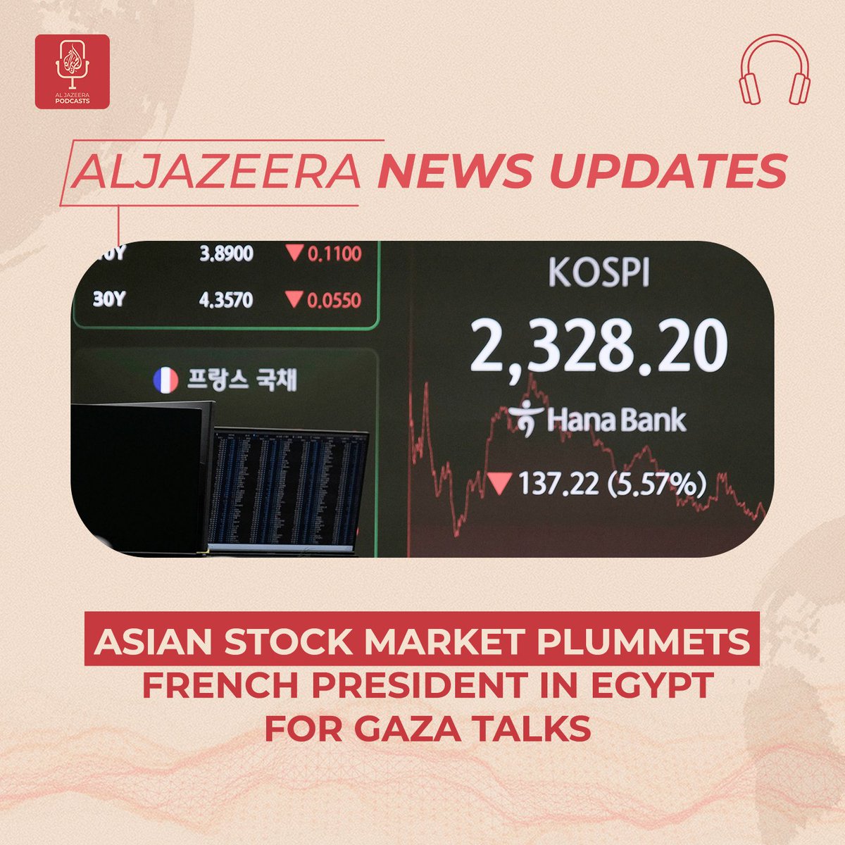From Trump’s tariffs rattling Asian markets to Macron in Cairo for talks on Gaza, here are your daily #AJNewsUpdates ⤵️ 🎧 For more, subscribe and listen on all podcast platforms: