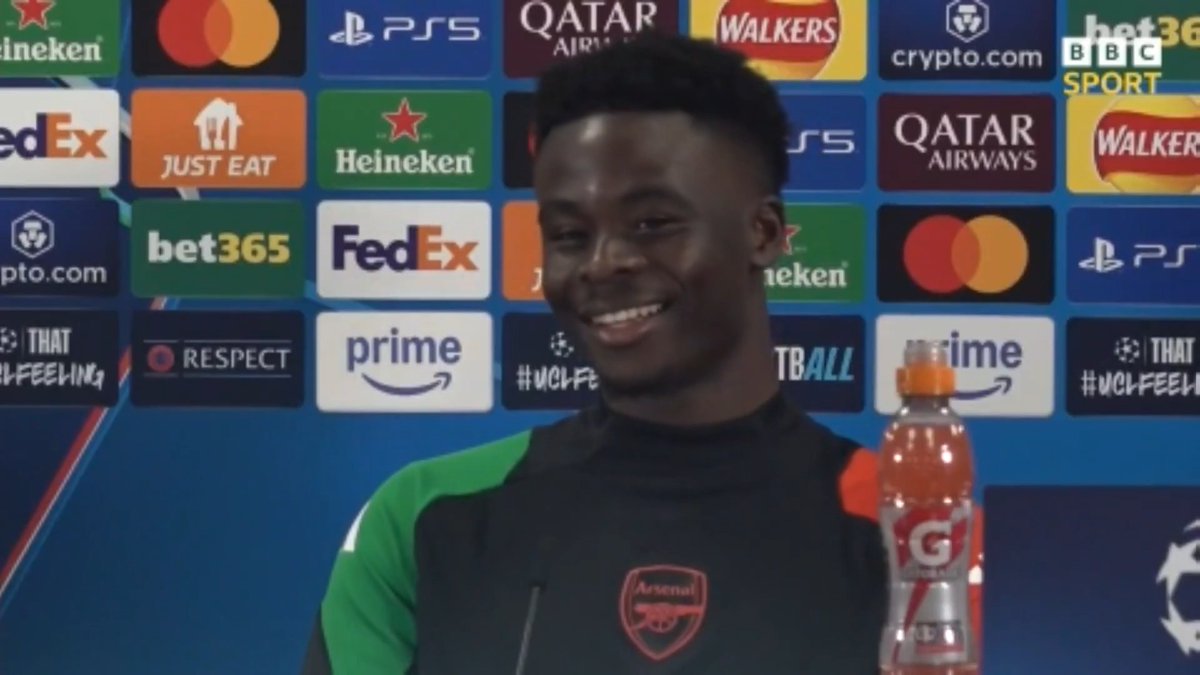 "I hope we can continue to do it so we can save more money." 😅 Bukayo Saka on Arsenal's thriving academy system 🗣️ #UCL #AFC