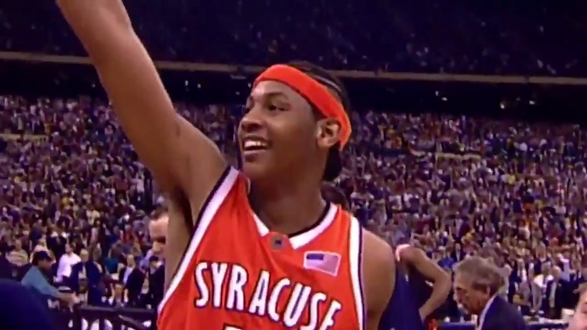 22 YEARS AGO TODAY 🍊 Syracuse won the 2003 National Championship behind Tournament Most Outstanding Player Carmelo Anthony: vs Kansas: 20 PTS, 10 REB, 7 AST vs Texas: 33 PTS, 14 REB (12/19 FG)