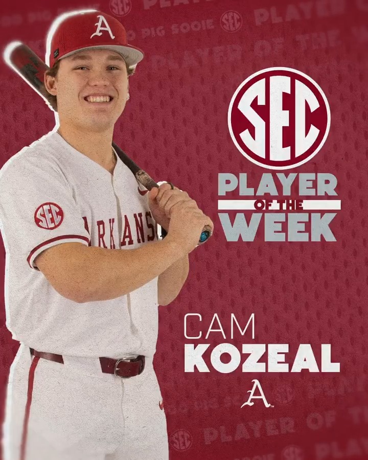 ⚾️ SEC Player of the Week: April 7 🐗 Cam Kozeal Arkansas Baseball x #SECBSB
