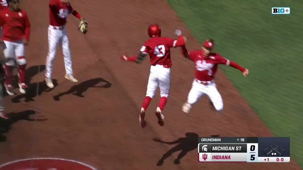 Remember Corey Koskie? Caleb, the son of the former MLB star, hit a grand slam for his first career Indiana Baseball hit 💥 #B1GBaseball
