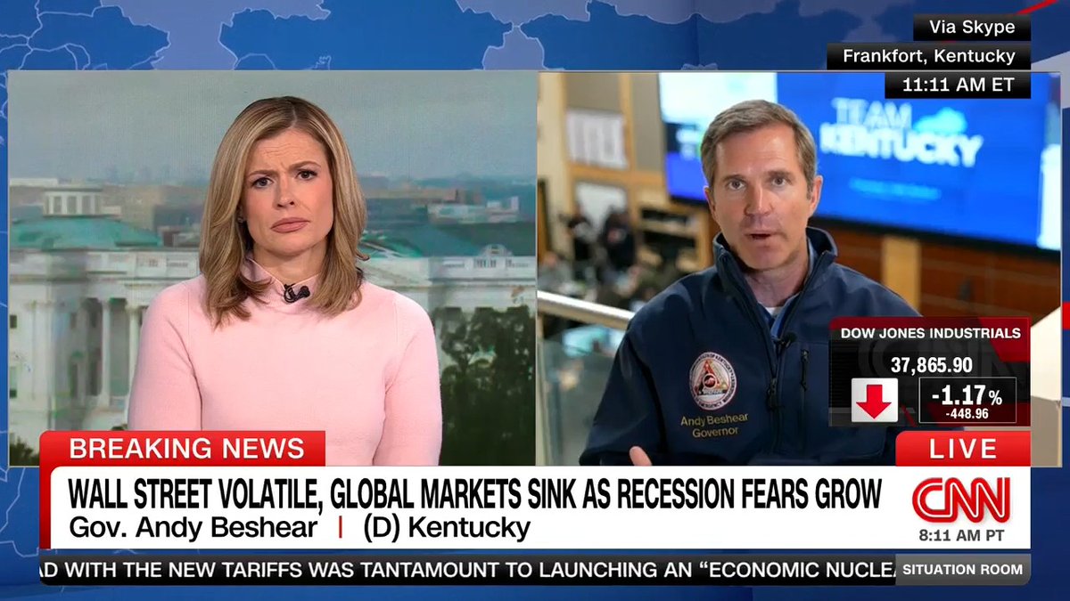 Listen to Gov. AndyBeshear: Tariffs = the Trump Tax. They’re crashing the economy, destroying retirement savings, and they’re raising prices on the products you use every single day.