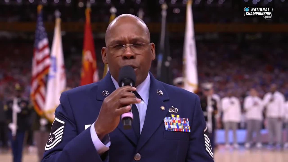 Retired Air Force Master Sergeant Robert Carter delivers a beautiful national anthem in San Antonio.