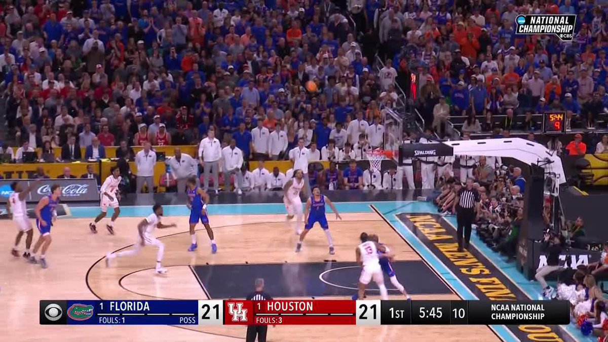 How about this sequence from Houston: - Very long three - Alley-oop slam - Force jump ball