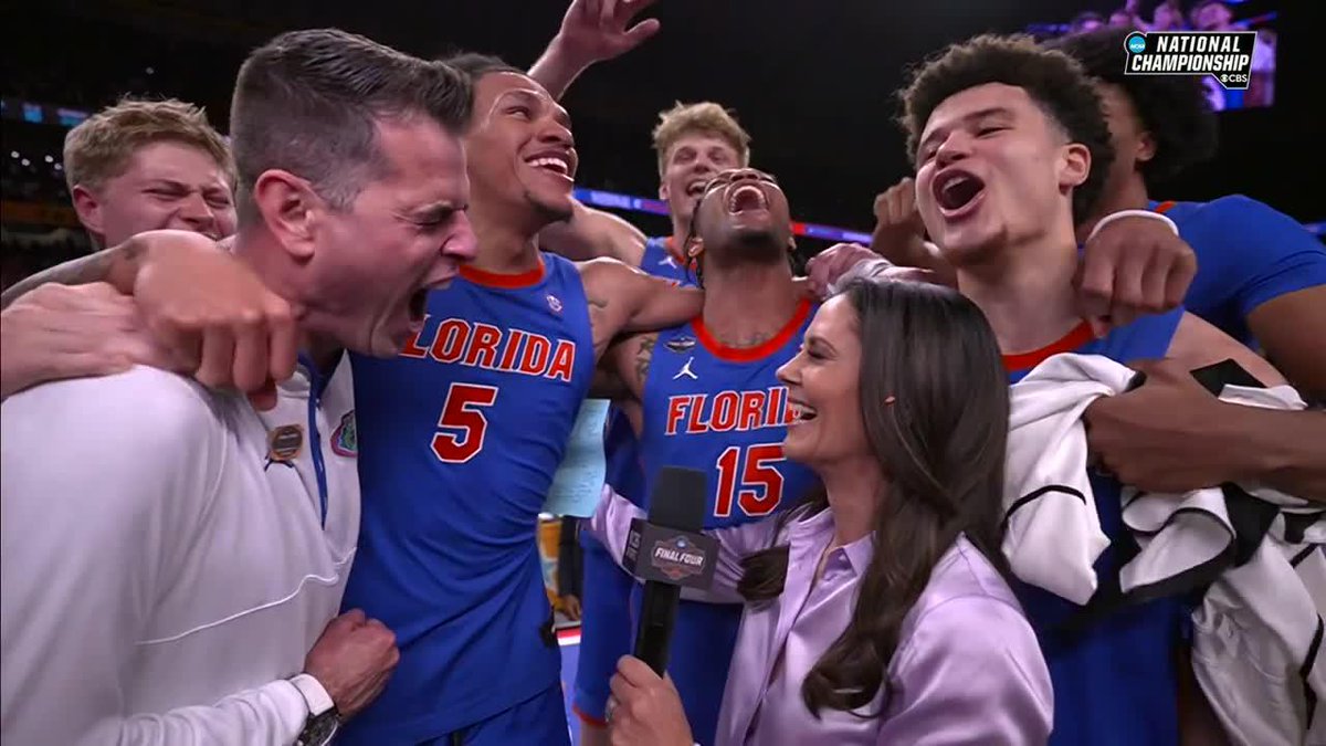 "WE GOT THE NATTY BABY LET'S GO!" 🏆 The Gators are HYPED as they caught up with Tracy Wolfson after securing the title 🗣️ #MarchMadness #NationalChampionship Florida Gators Men’s Basketball