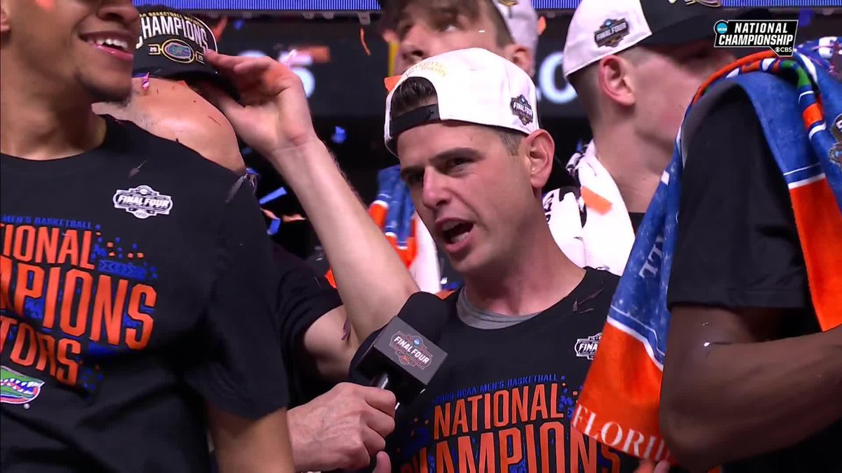 "In three short years [...] we got the basketball program back where it belongs" 🙌 Coach Golden couldn't be more proud of his championship squad 🐊 #MarchMadness #NationalChampionship Florida Gators Men’s Basketball