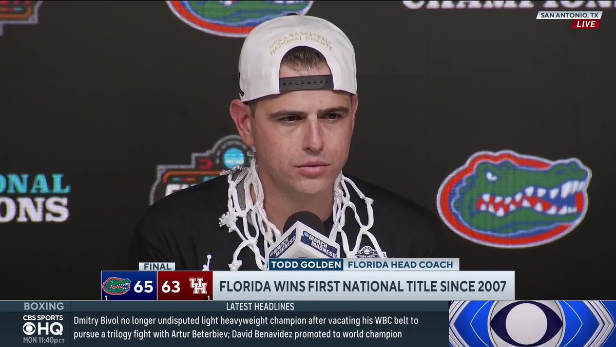 "We've been a top 10 defense all year, also... Our defense won us the game tonight." — .Florida Gators Men’s Basketball head coach Todd Golden on the Gators' National Title Game win over Houston