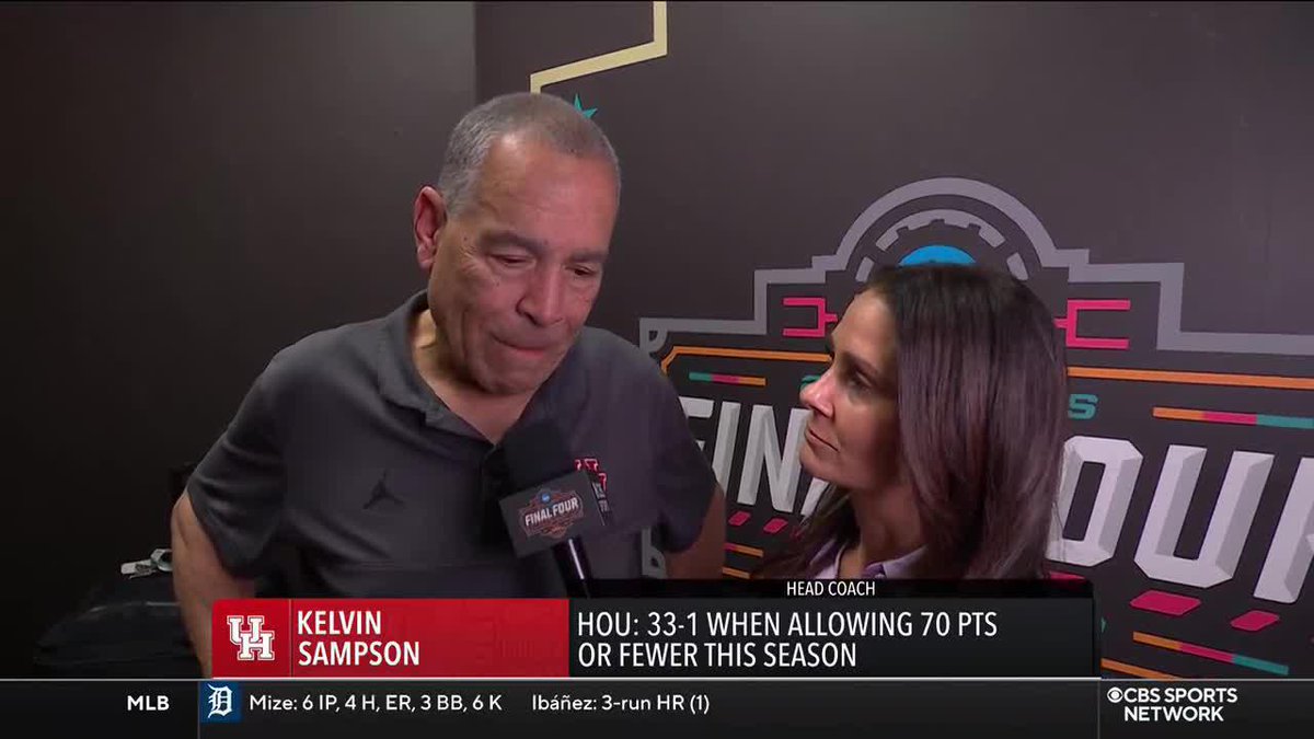 "I love these kids. I love this staff. I love this program. This one hurts. This one stings." An emotional Kelvin Sampson spoke w/ Tracy Wolfson following Houston's title game loss