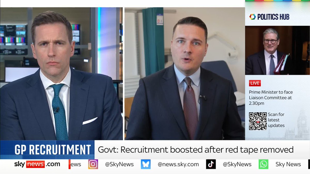 'Step by step, we are getting the NHS on the right track.' Health Secretary Wes Streeting speaks to Sky's Wilfred Frost as new figures show that over 1,500 GPs have been hired since October. 📺 Sky 501, Virgin 602, Freeview 233 and YouTube