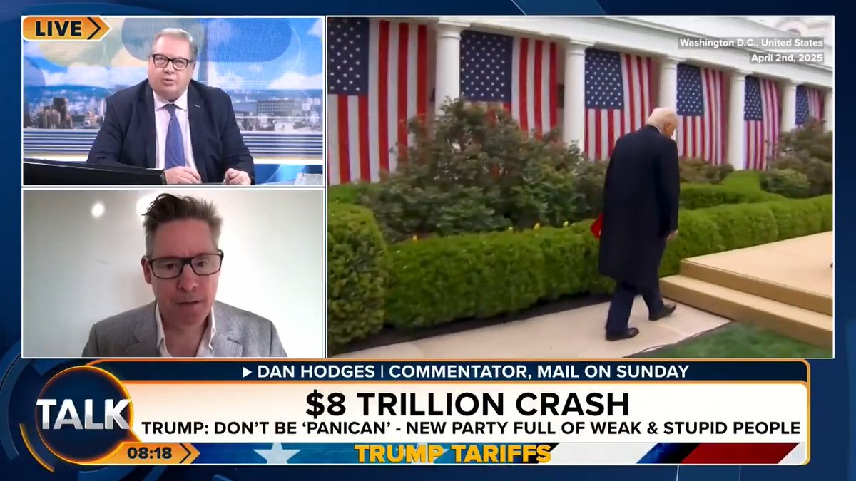 Mail on Sunday commentator Dan Hodges says analysts predict the world is heading for "an economic nuclear winter" after Donald Trump’s sweeping tariffs. Mike Graham: "All of these economists use the same word. You know what that word is? IF!" Mike Graham 🇬🇧 | (((Dan Hodges)))