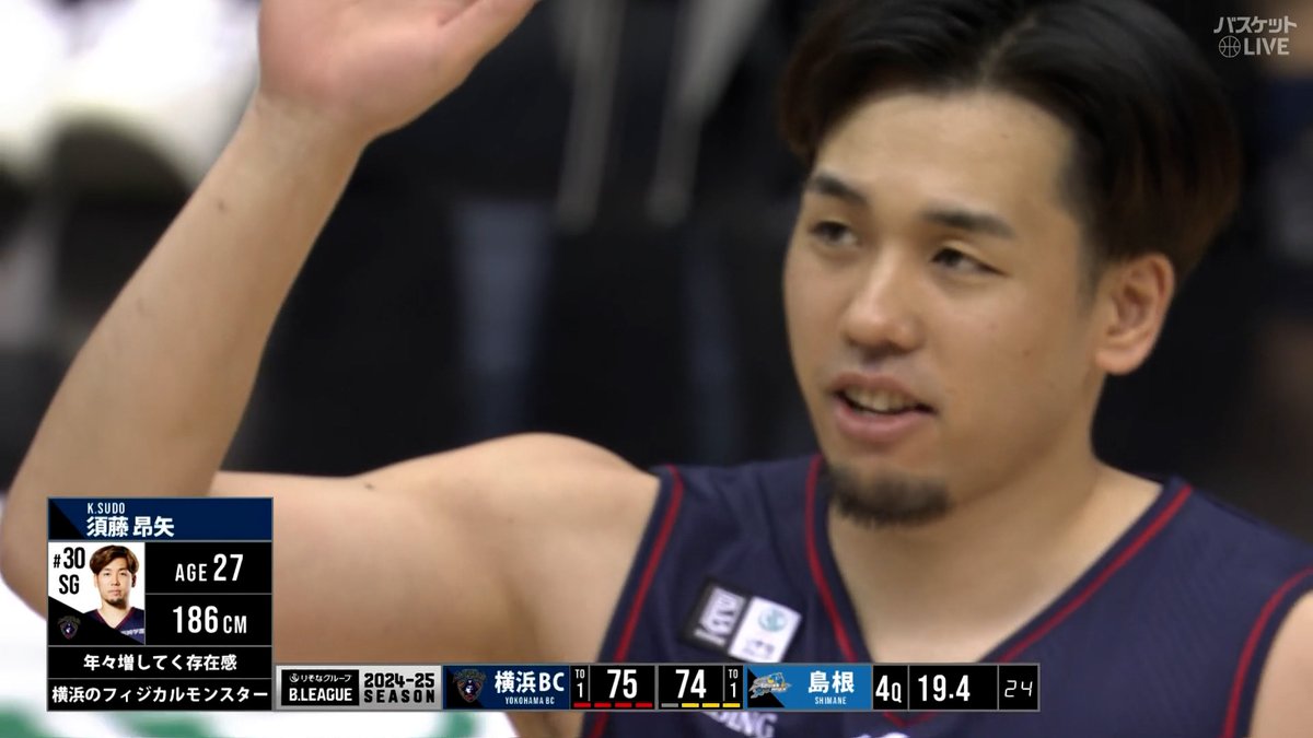 またしても‼ 強豪撃破💥 #須藤昂矢 決勝点&amp; #イングリス ブロックは必見✅ チームで掴んだ今季初の4連勝👏 #横浜ビー・コルセアーズ 🆚 #島根スサノオマジック #りそなグループ #Bリーグ B1第29節｜GAME1 視聴はこちら👇 #バスケットLIVE 配信中📡 B.LEAGUE（Bリーグ） 横浜ビー・コルセアーズ