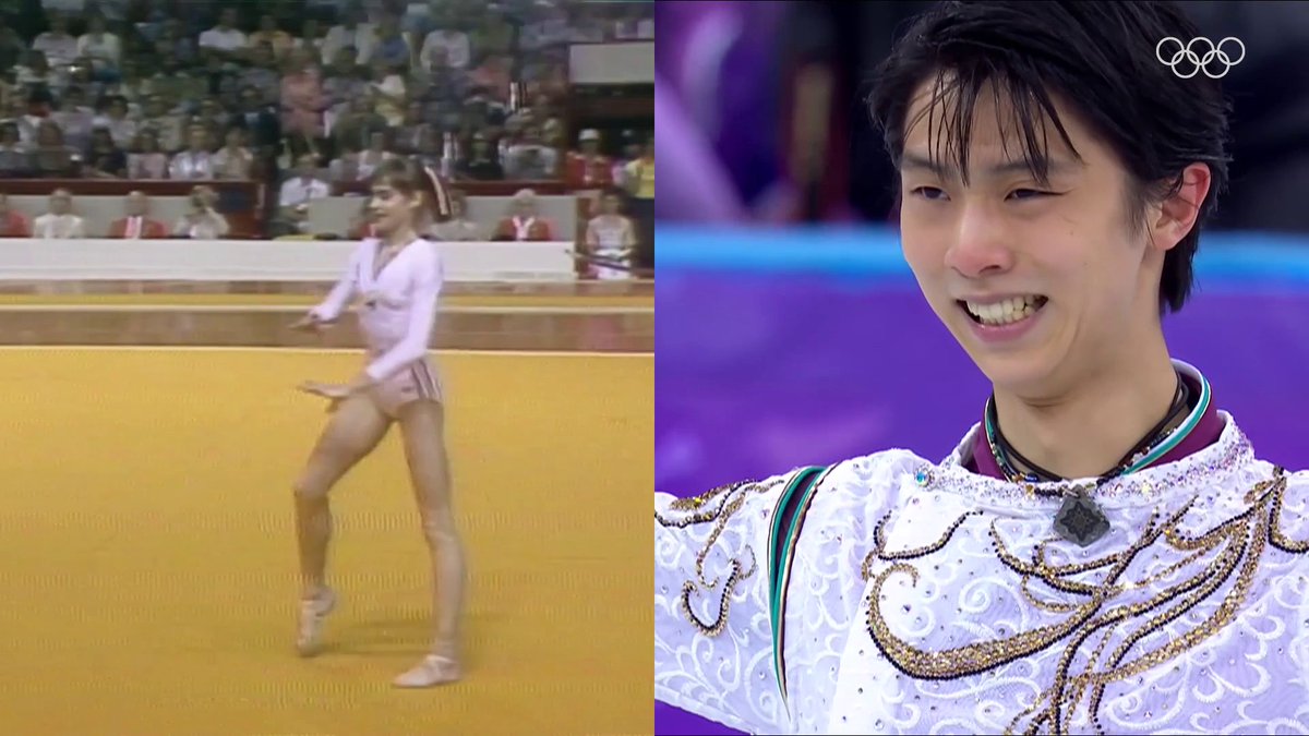 Nadia &amp; Yuzuru 🇷🇴 🇯🇵 Cuando el arte une al patinaje y la gimnasia. ⛸️🤸‍♀️ #JuegosOlimpicos #羽生結弦 Nadia Comaneci
